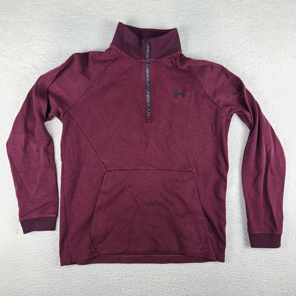 Under Armour Sweater Mens Large Dark Red Fitted Quarter Zip Coldgear Performance